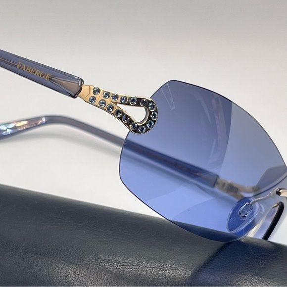Faberge VTG 23K GP Swarovski Crystal Blue Sunglasses Sunnies EUC main image 7